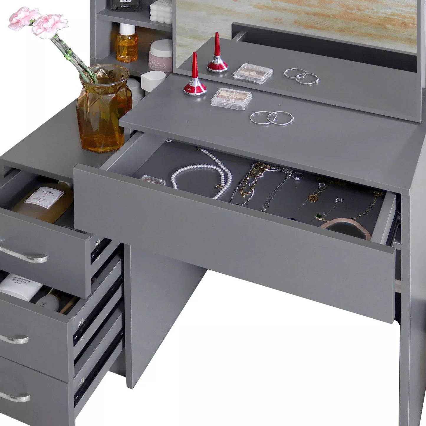 Ana Mirrored Vanity Dressing Table With Drawer