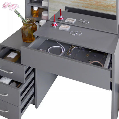Ana Mirrored Vanity Dressing Table With Drawer