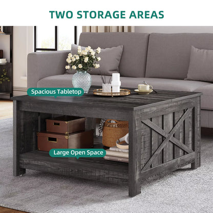 Myles Rustic Square Farmhouse Coffee Table