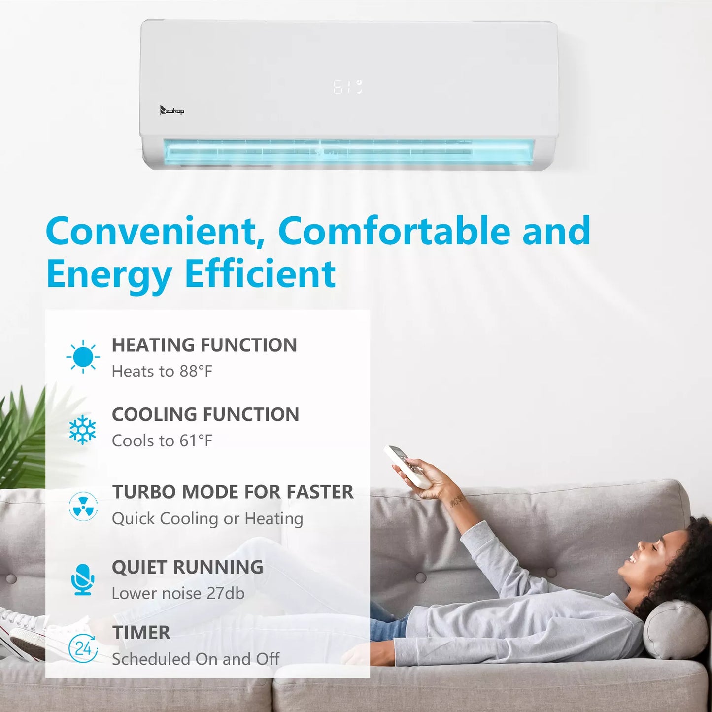 18000 BTU Mini Split Heat Pump Air Conditioner