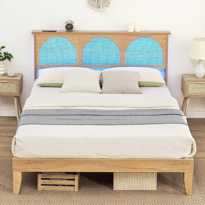 Jak Rattan Bed Frame With Light