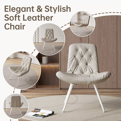 Gray Leather Modern Dining Chair (Set of 2)