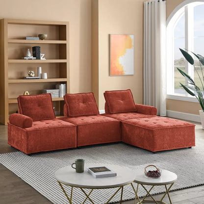 Chenille Modular L Shaped Sectional Couch