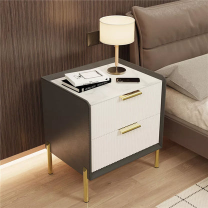 Sion Marble Nightstand Table With Drawers