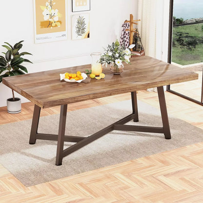 Doris Solid Wood Farmhouse Dining Table For 8