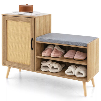 Rattan Hallway Shoe Storage Bench