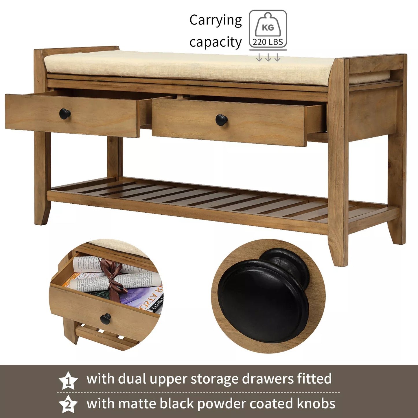 Zaina Indoor Wooden Storage Bench