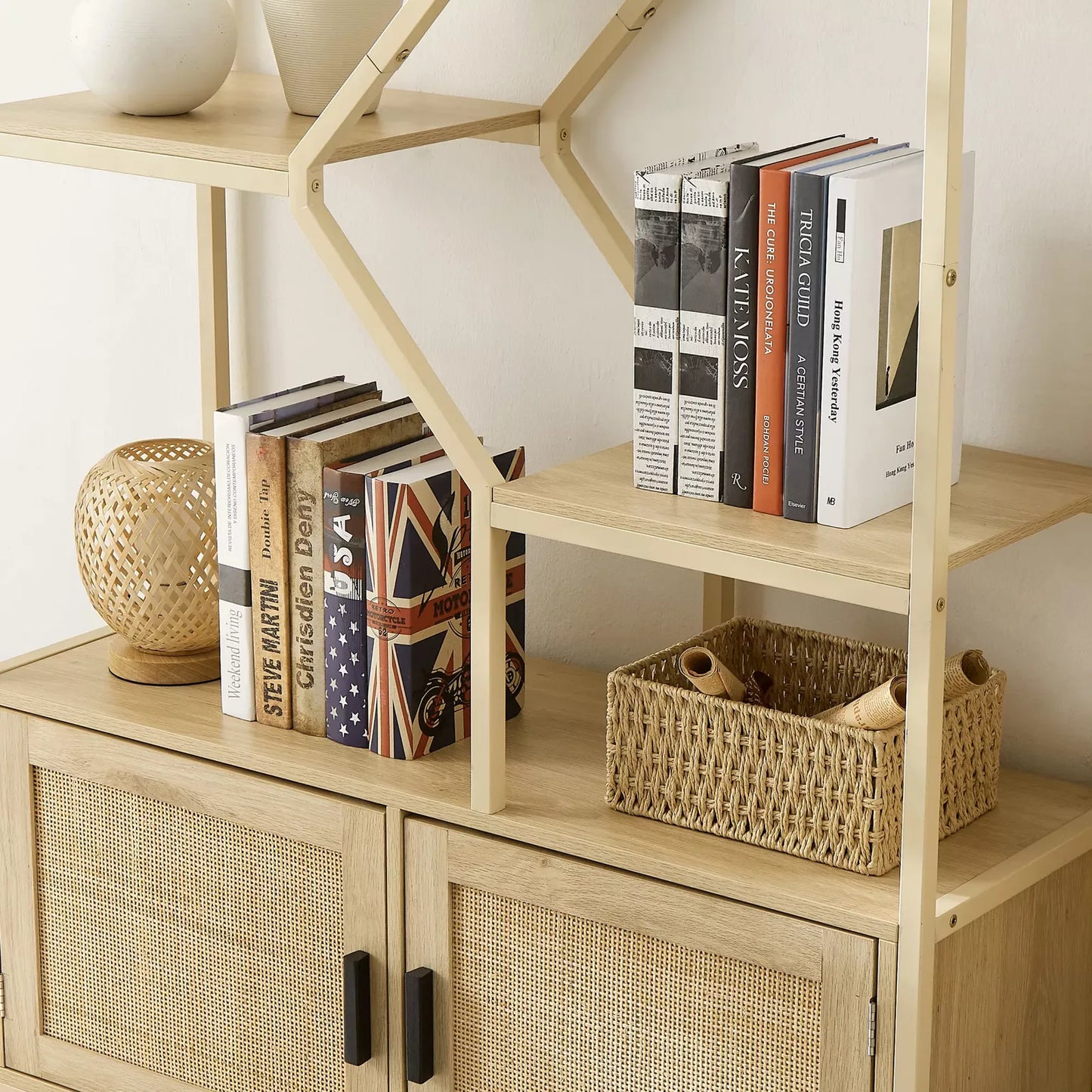 Meyer Tall Rattan Bookcase Bookshelf