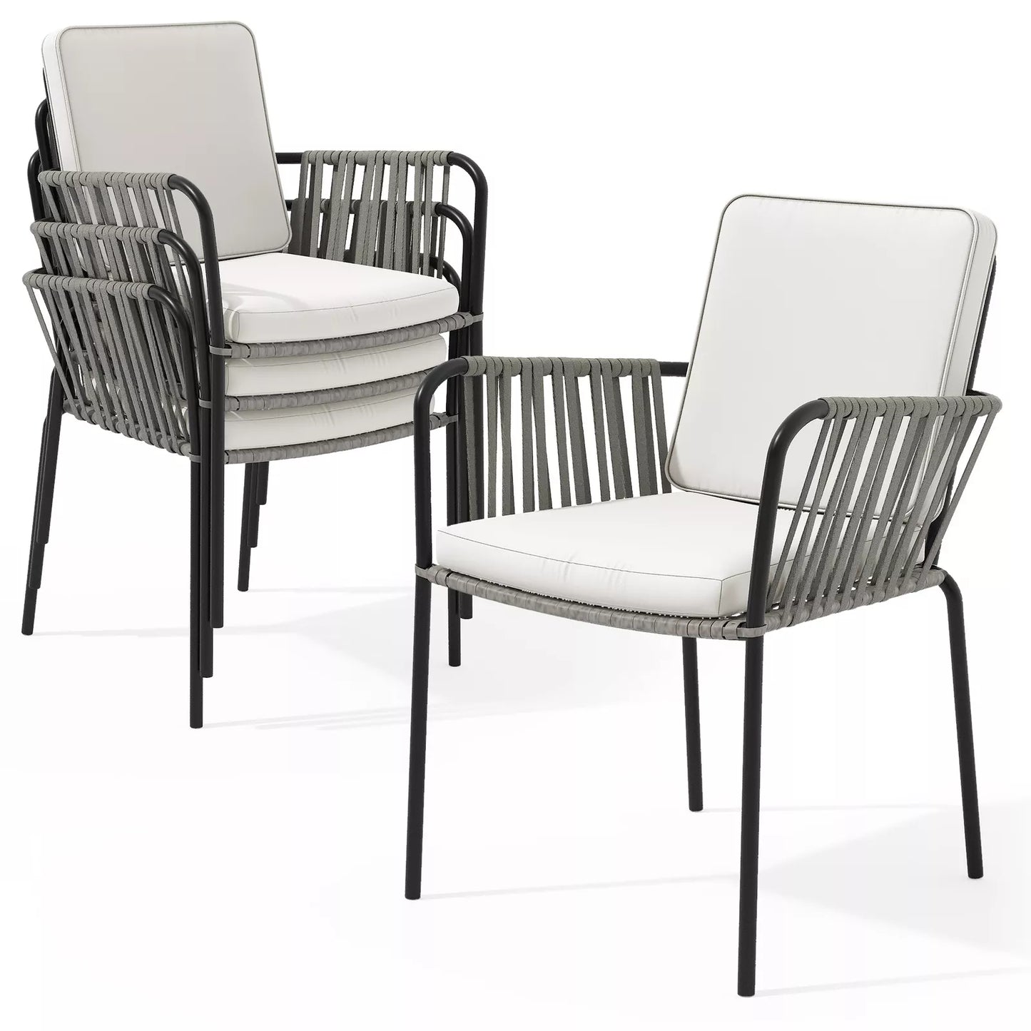 Outdoor Cushioned Rattan Patio Chair (Set of 4)