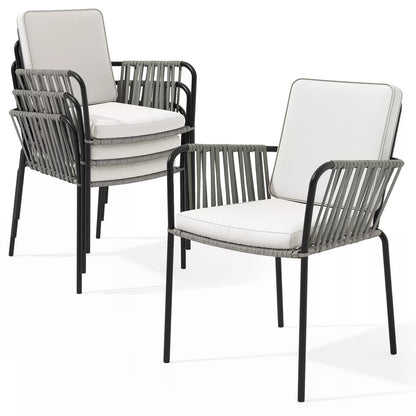 Outdoor Cushioned Rattan Patio Chair (Set of 4)