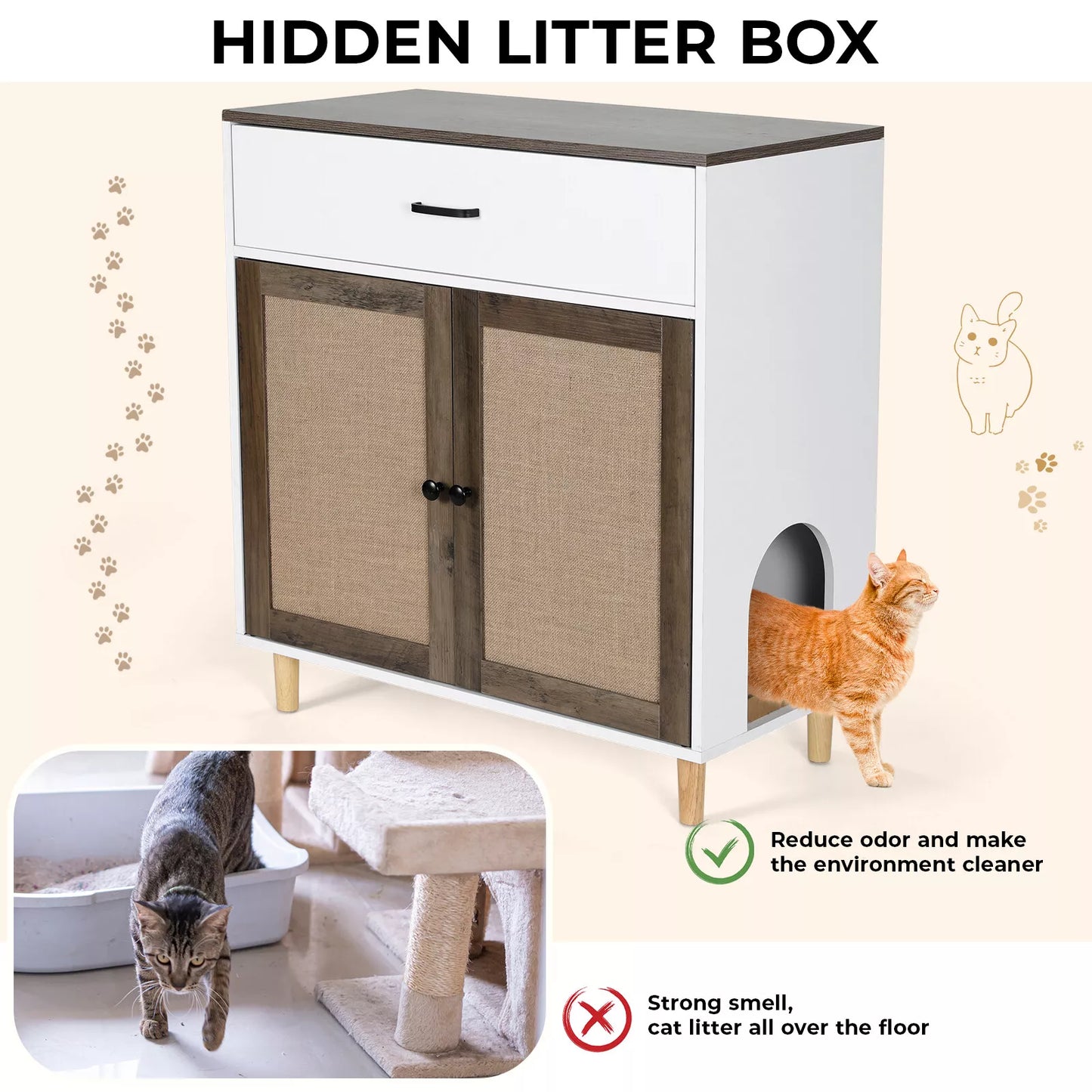 Eesa Cat Litter Box Enclosure Furniture