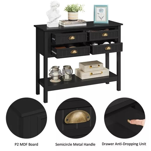 Chanel Black Narrow Entryway Table