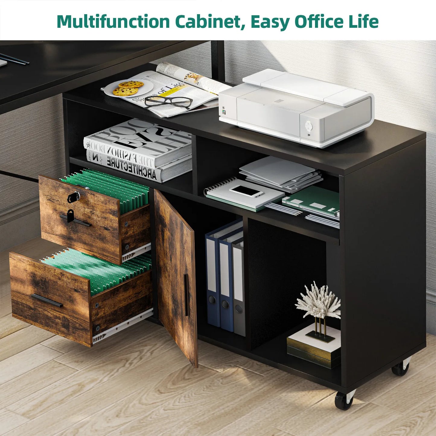 Lily 2 Drawers Lateral Filing Cabinet With Lock