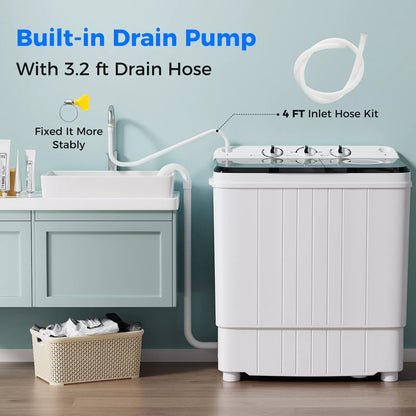 17.6lbs Twin Tub Portable Washer & Spin Dryer