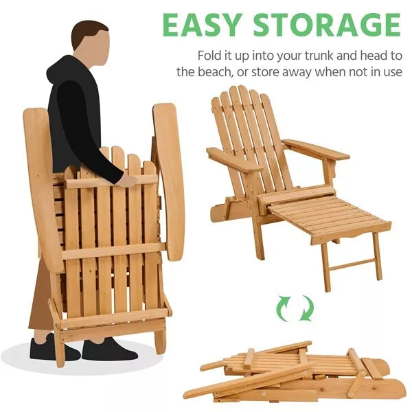 Outdoor Wood Adirondack Lounger Chair