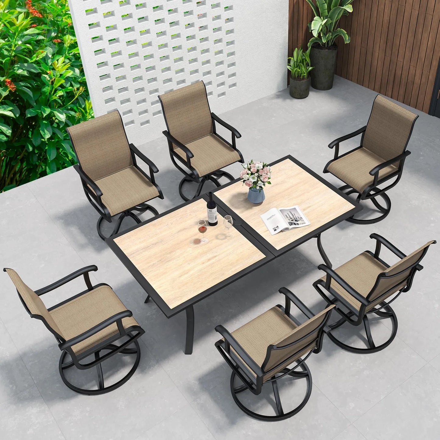 Erin 7 Pieces Outdoor Patio Dining Set