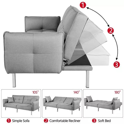 Gray Fabric Convertible Futon Sofa Bed