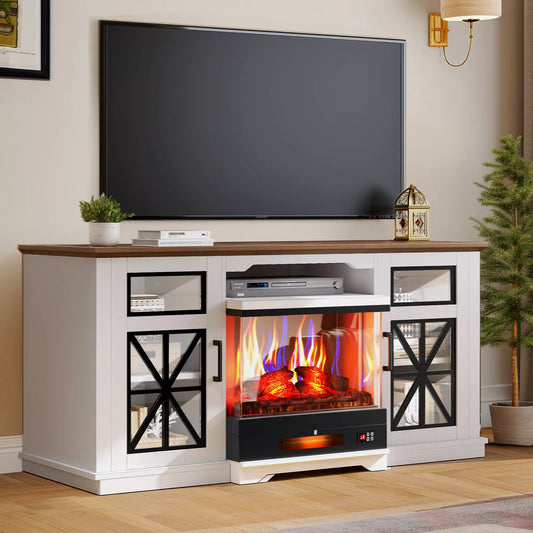 Kira Farmhouse Fireplace TV Stand (Up to 65")