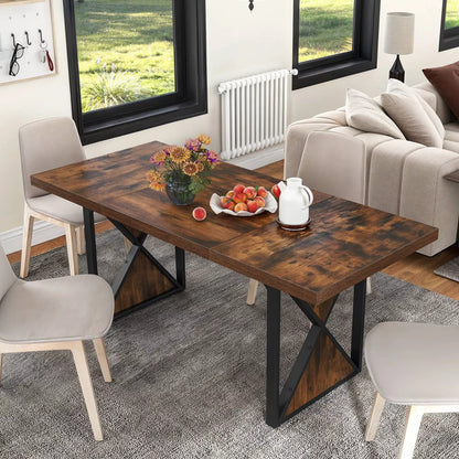 York Rustic Farmhouse Dining Table For 6