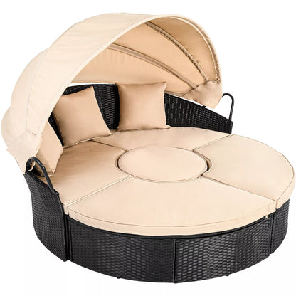 Lula Outdoor Patio Rattan Daybed With Canopy