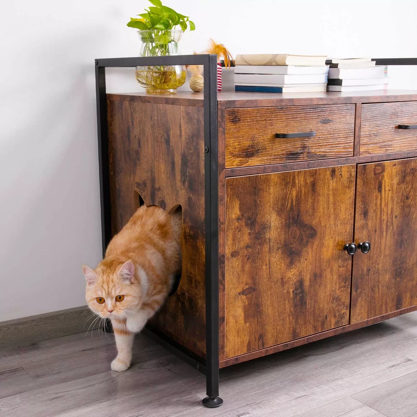 Rustic Cat Litter Box Enclosure Furniture