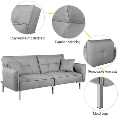 Gray Fabric Convertible Futon Sofa Bed