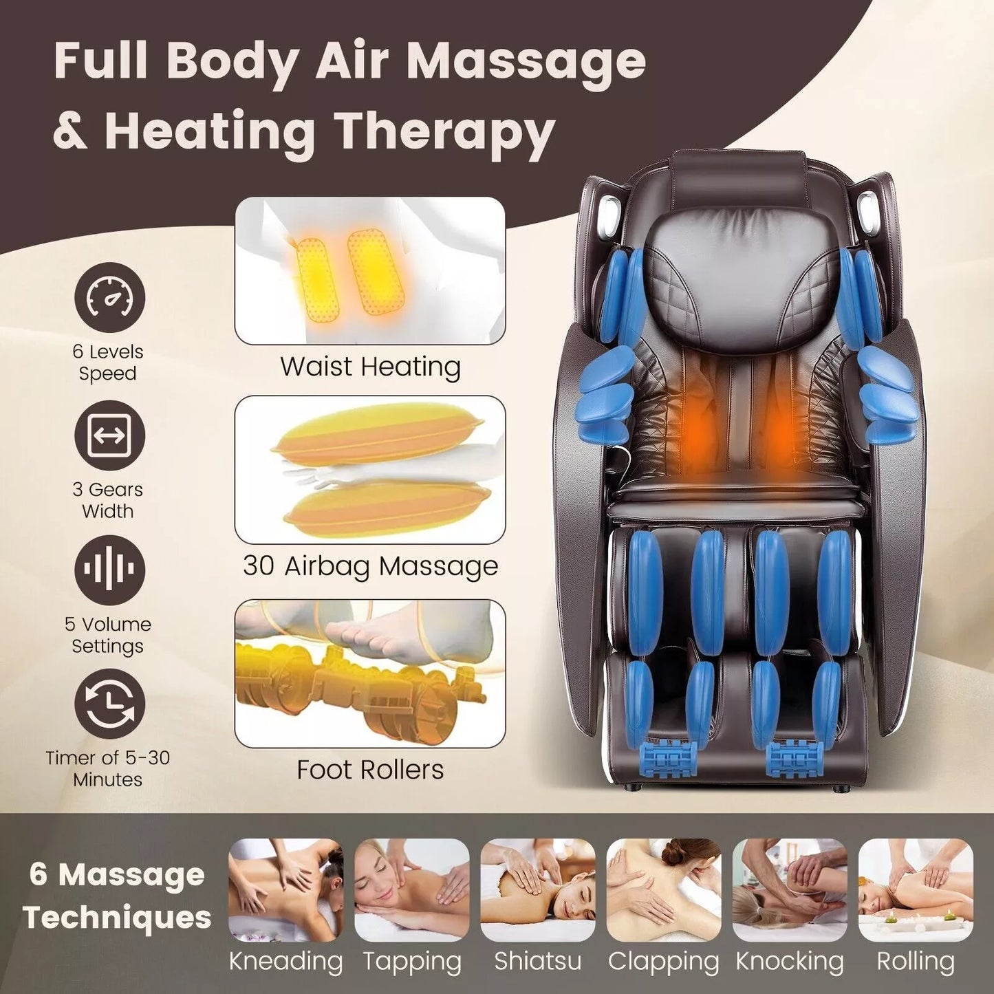 Full Body Zero Gravity Shiatsu Heating Massage Chair