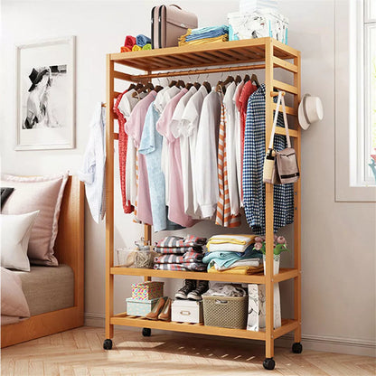 30" Heavy Duty Wood Wardrobe Clothes Rack