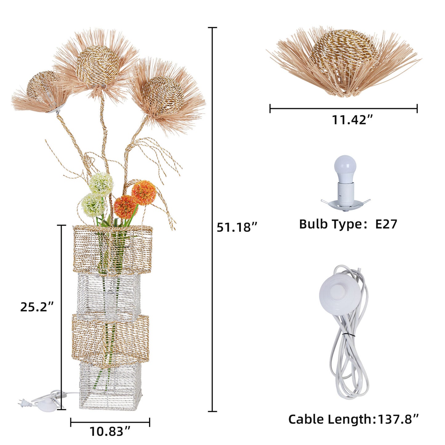 Rattan Flower Living Room Floor Lamp