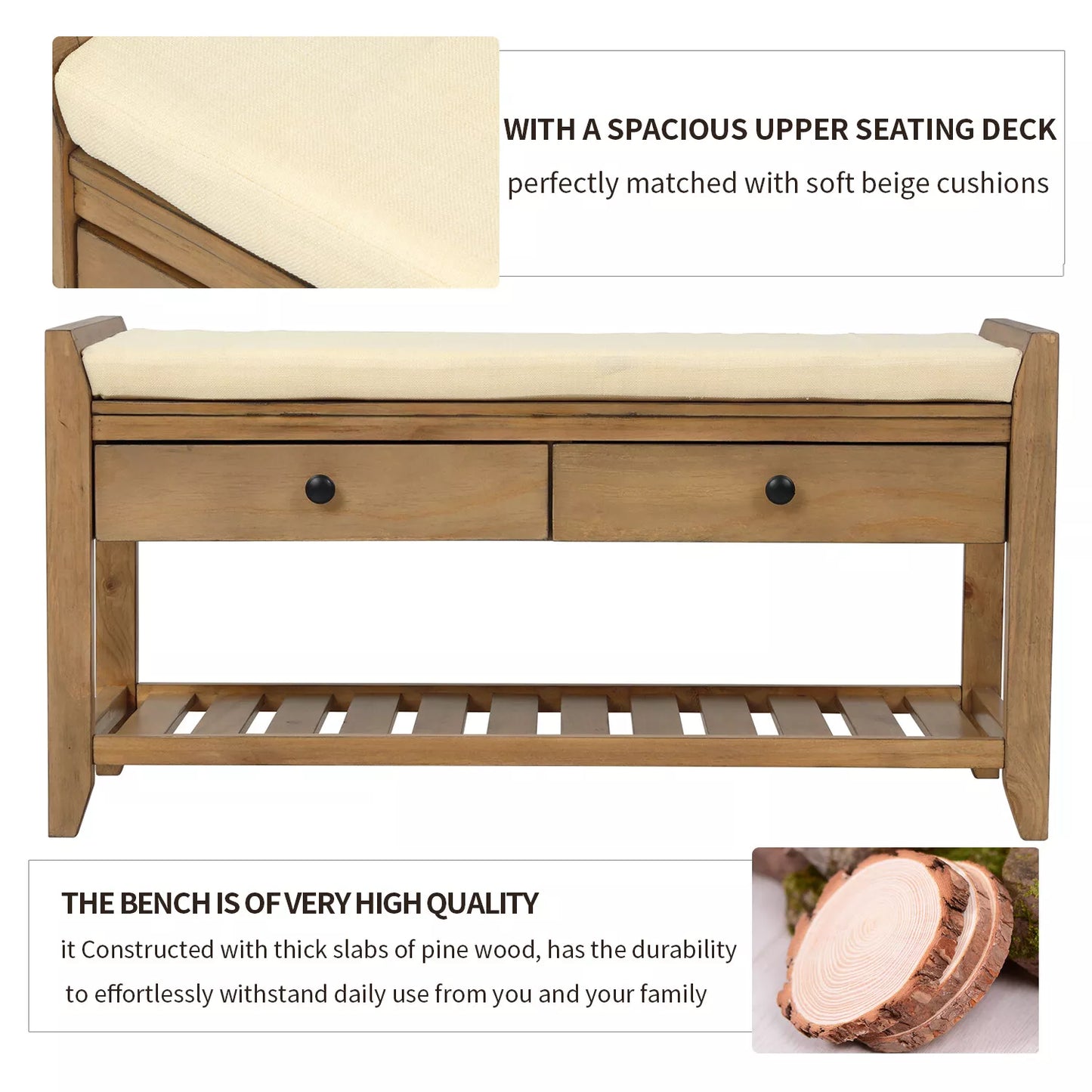 Zaina Indoor Wooden Storage Bench