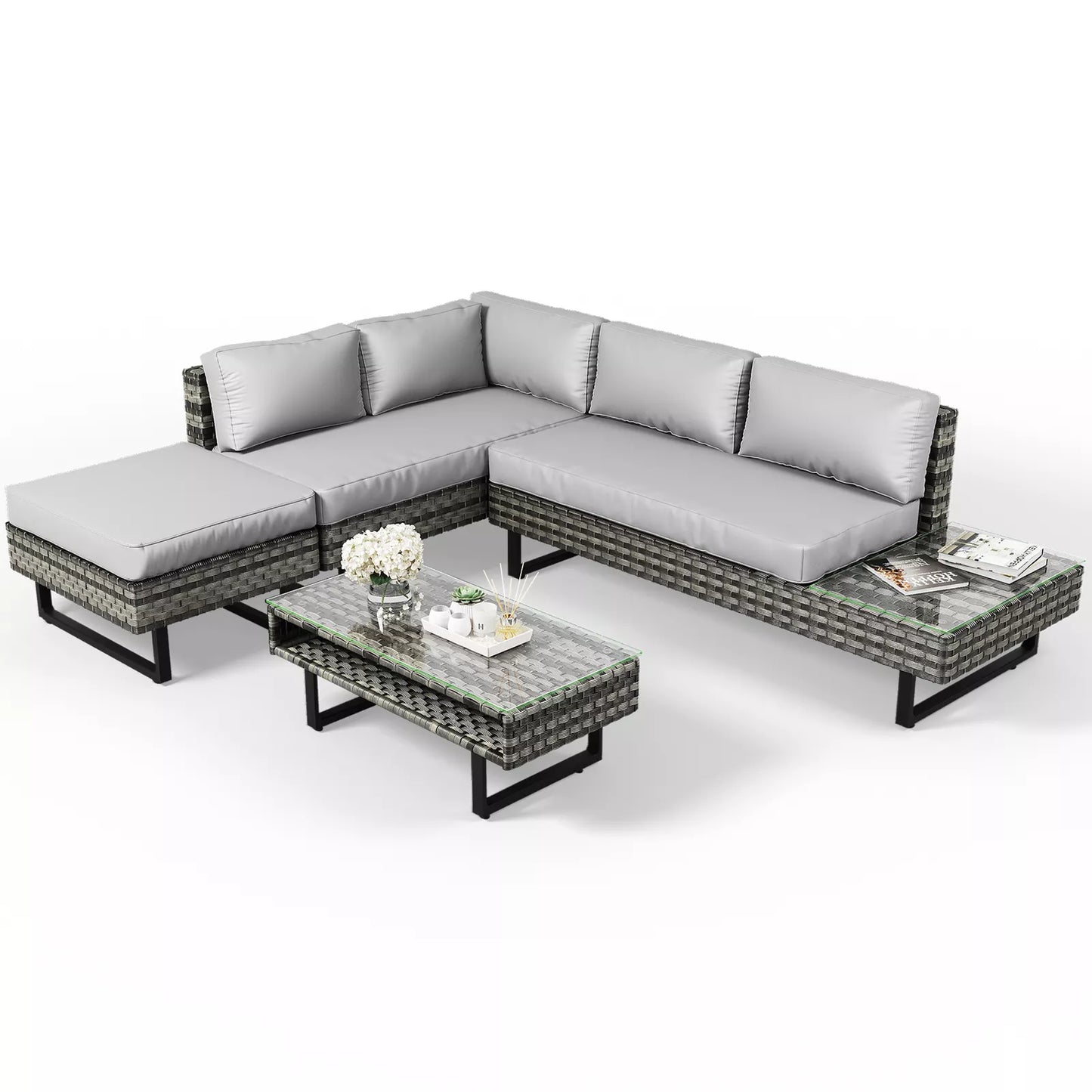 Jonty Outdoor Patio L Shape Sectional Couch Set