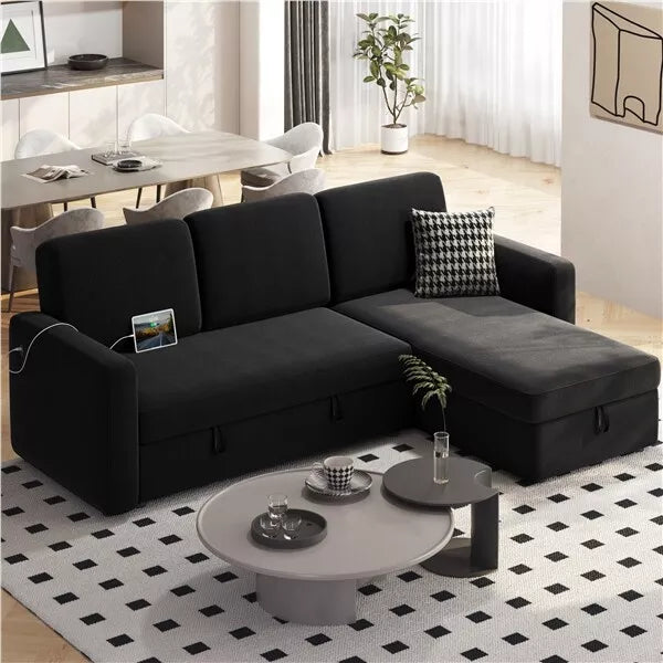 Pull Out Convertible L Shaped Sectional Couch