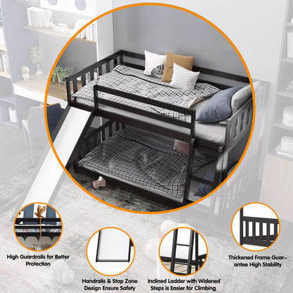 Nina Twin Over Twin Kids Bunk Bed With Slide