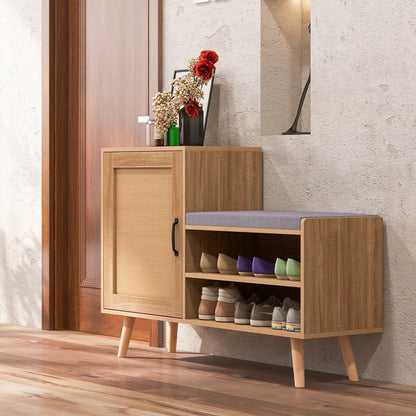 Rattan Hallway Shoe Storage Bench
