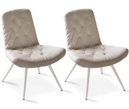 Gray Leather Modern Dining Chair (Set of 2)