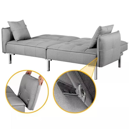 Gray Fabric Convertible Futon Sofa Bed