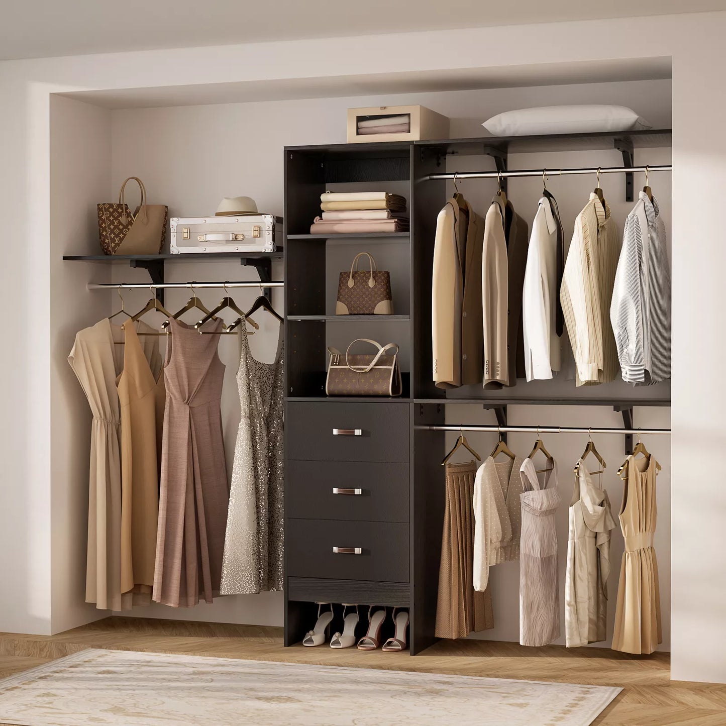 96" Walk In Closet System With Drawers