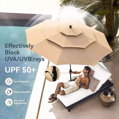 10FT Outdoor Patio Large Umbrella With Light