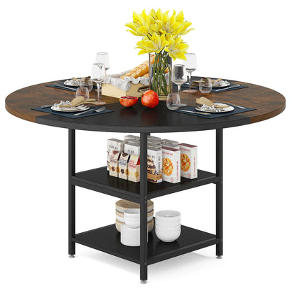 Mike Round Rustic Farmhouse Dining Table For 4