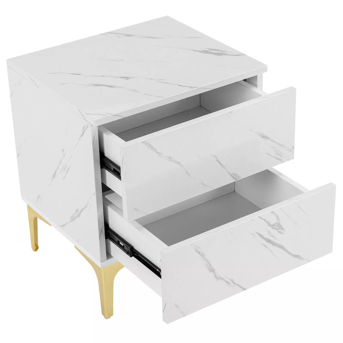 Rose Marble Nightstand Table With Drawers