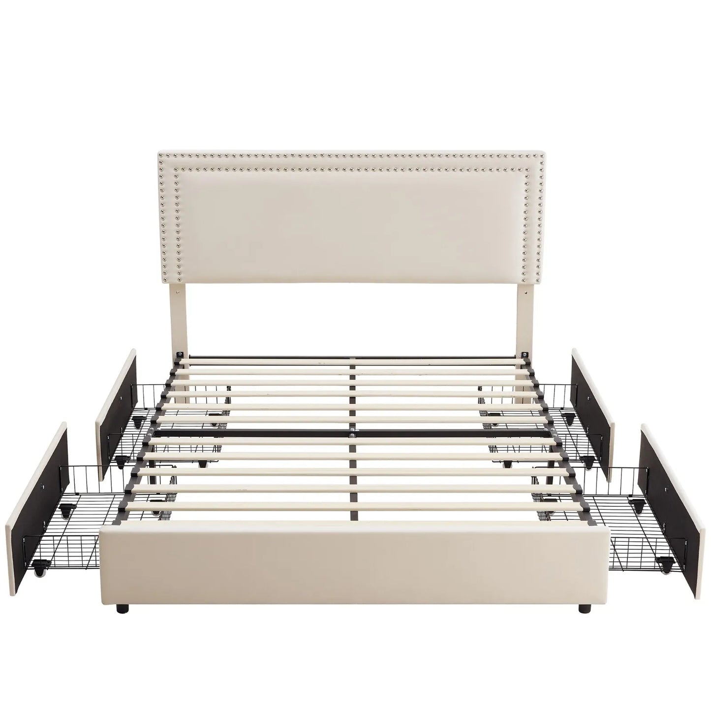 Queen Fabric Plateform Bed Frame With Storage