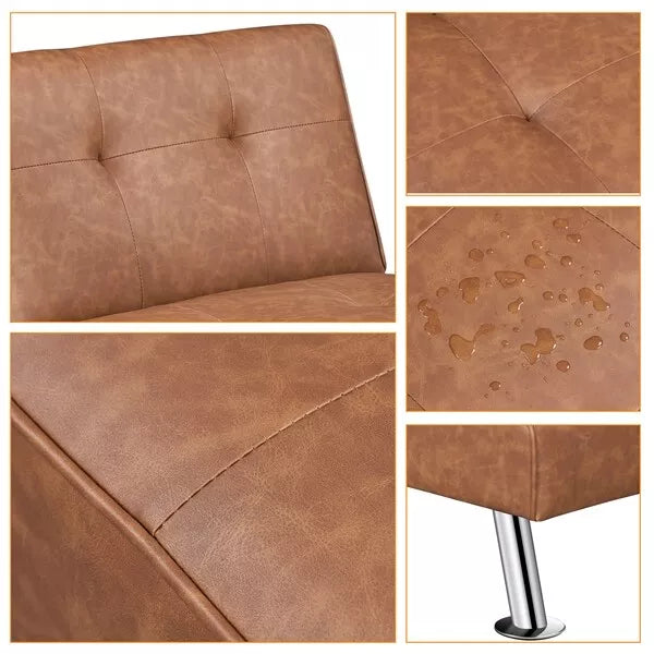 Boyer Leather Convertible Futon Sofa Bed