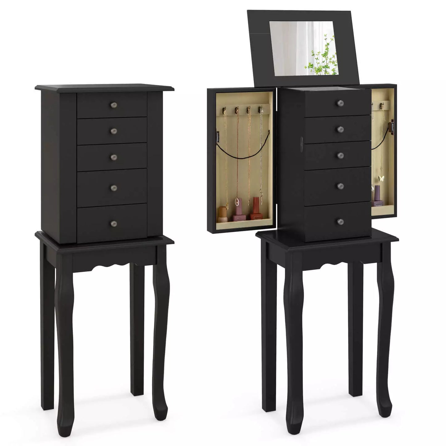 Paige Mirror Jewelry Armoire Cabinet