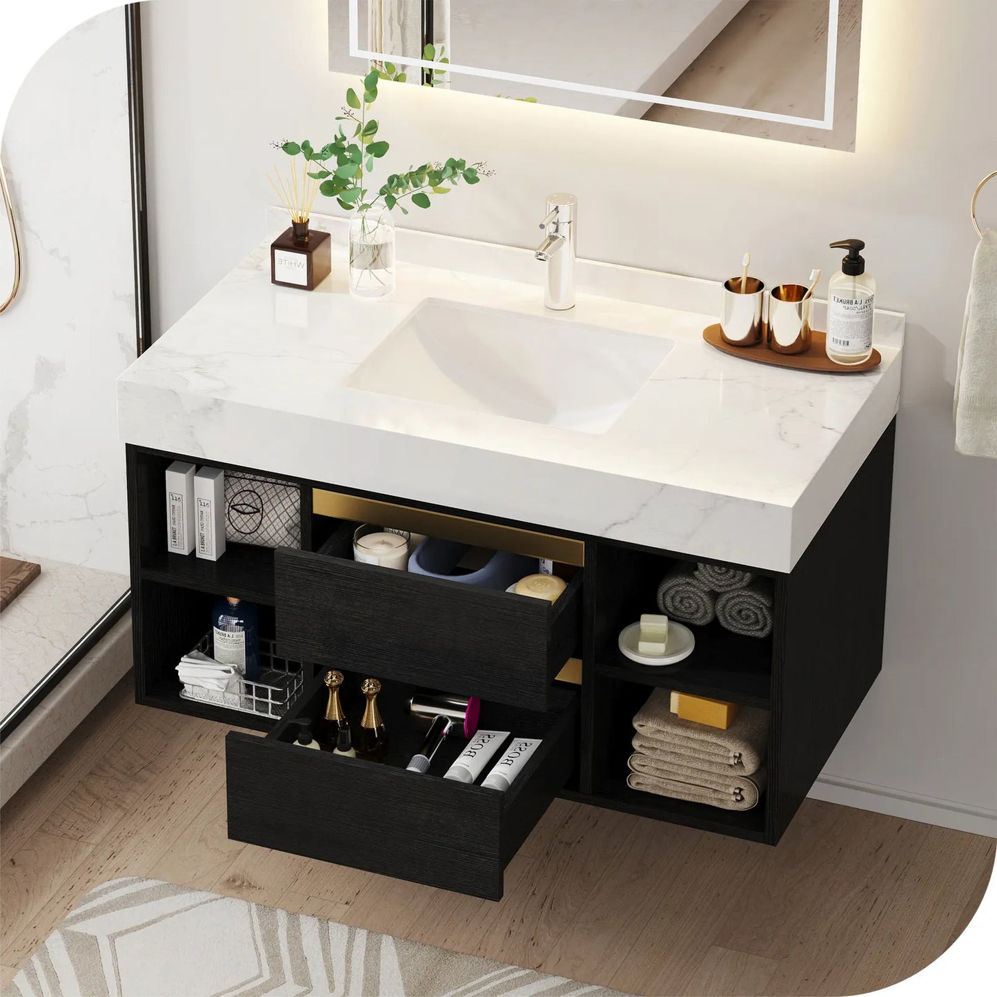 39" Wall Mounted Bathroom Vanity Cabinet With Sink