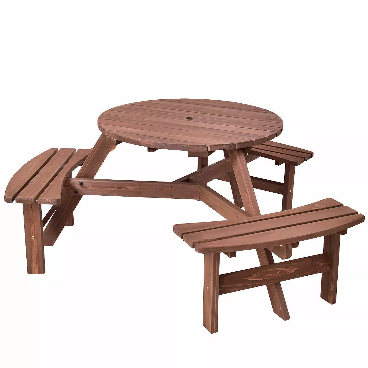 Outdoor Round Wood Picnic Table