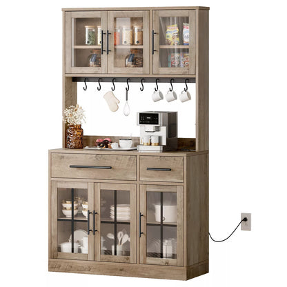 Seth Tall Farmhouse Kitchen Pantry Cabinet Hutch