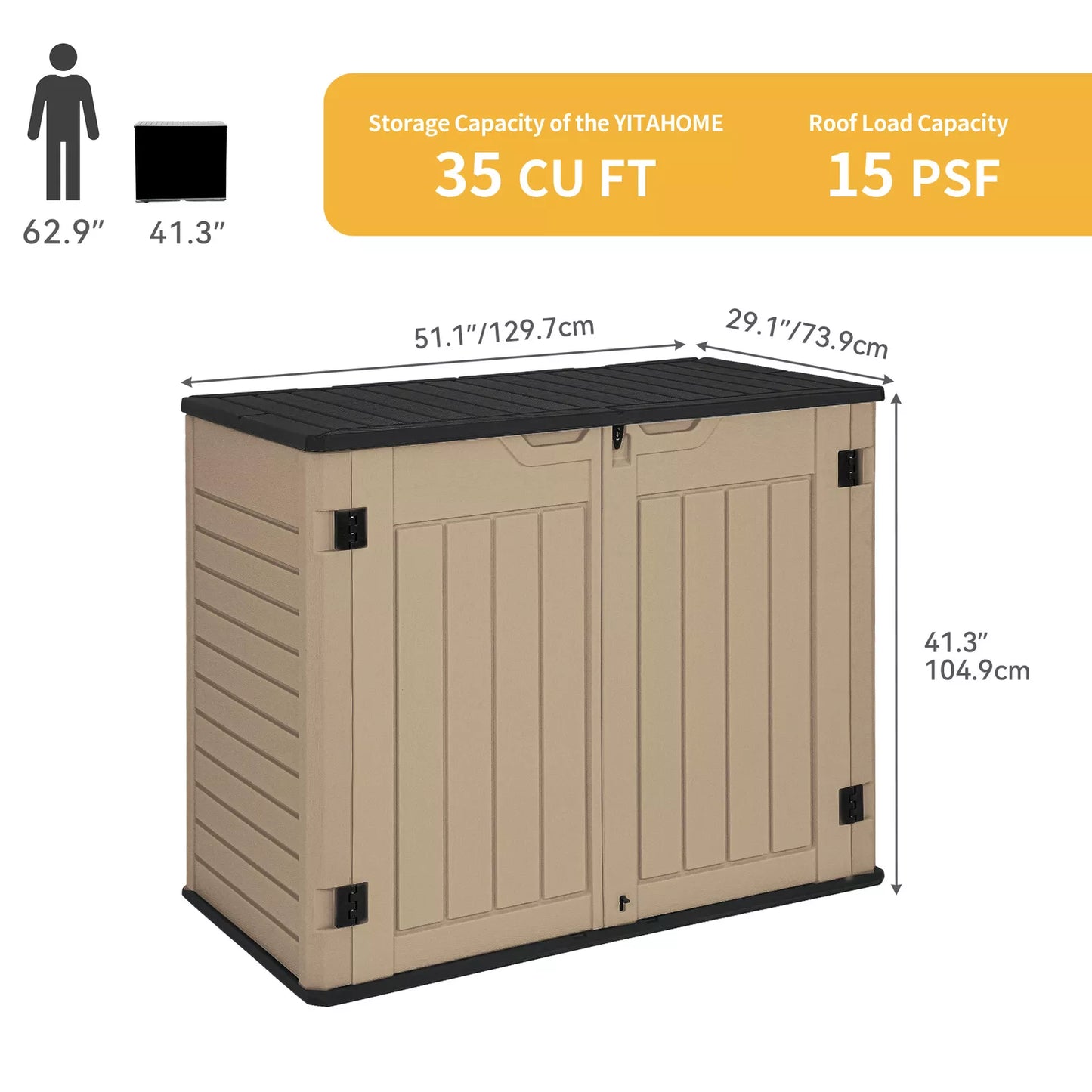 35 Cu Ft Small Outdoor Utility Storage Shed