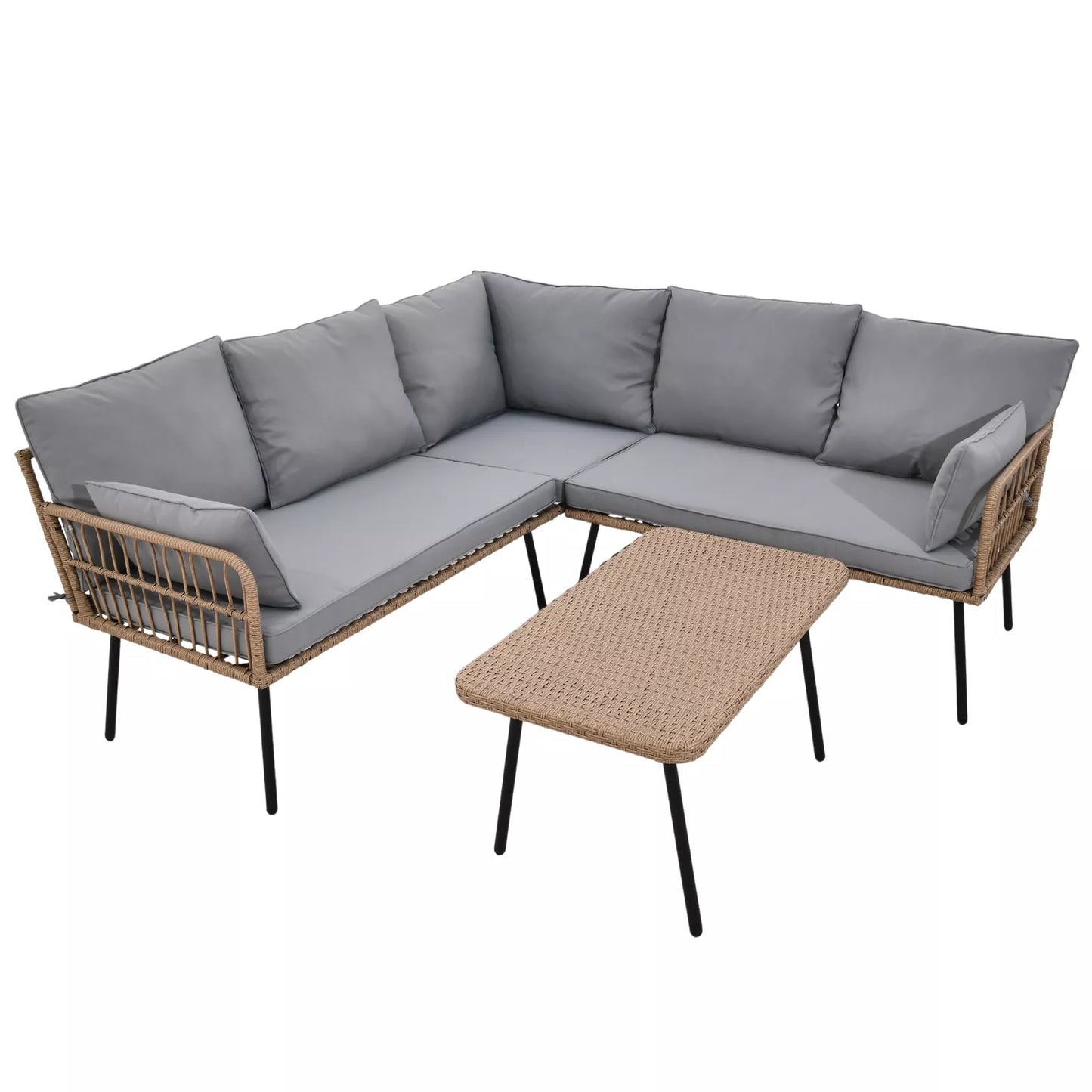 Kent Outdoor Patio L Shape Sectional Couch Set