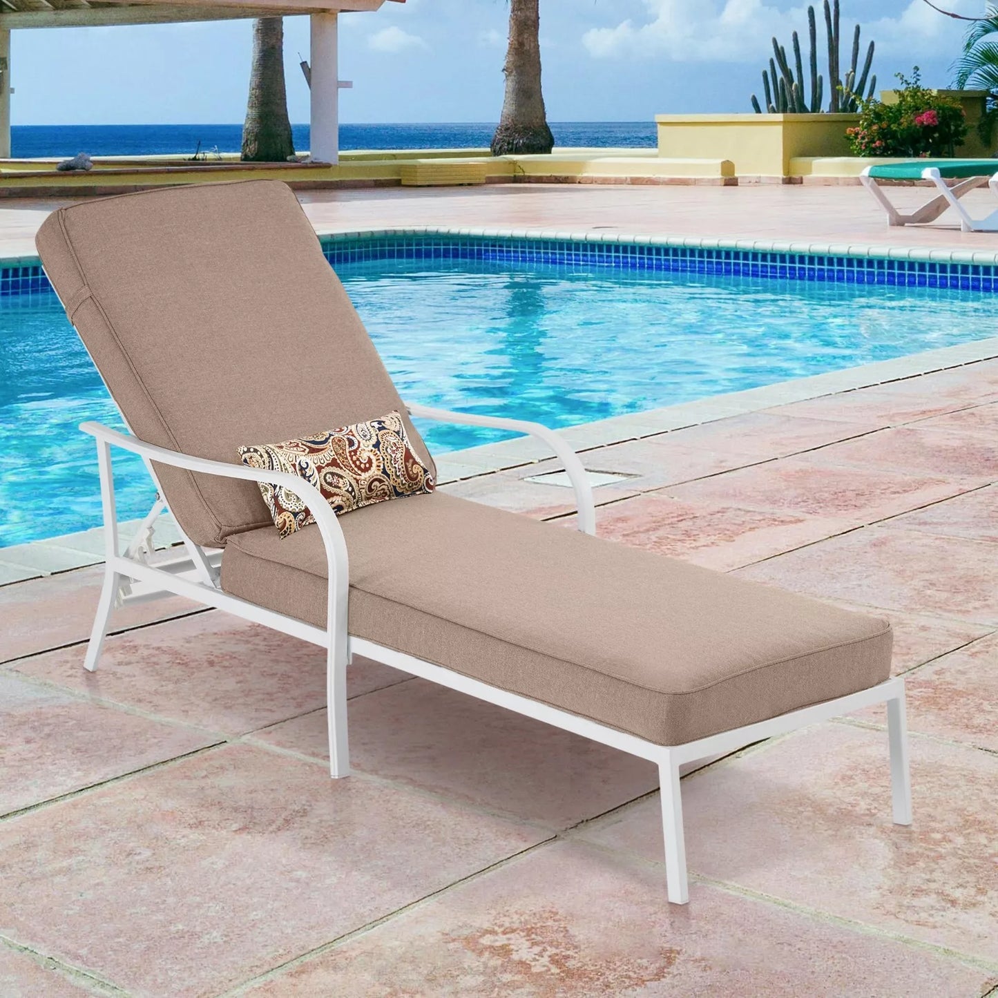 Outdoor Cushioned Pool Chaise Lounger