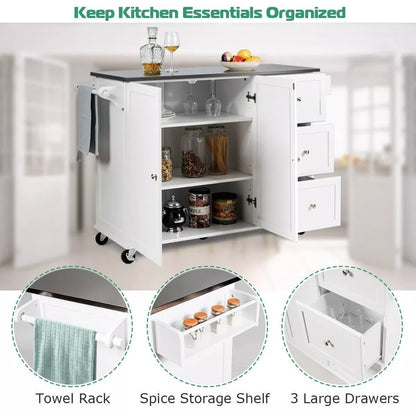 Hardy Kitchen Island With Wheels & Seating